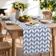 thumbnail image 3 of Burlap Table Runner 70 Inches Long, Minimalist Geometric Stripe Art Non-Slip Kitchen Table Runners for Dining Room Everyday Use Party Table Decorations Abstract Blue Herringbone, 3 of 9
