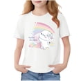 thumbnail image 2 of WQNVRNR Girls Rabbit Print T-Shirt- Cute Summer Short Sleeve Cotton Crew Neck Pullover Top White Size 3, 2 of 6