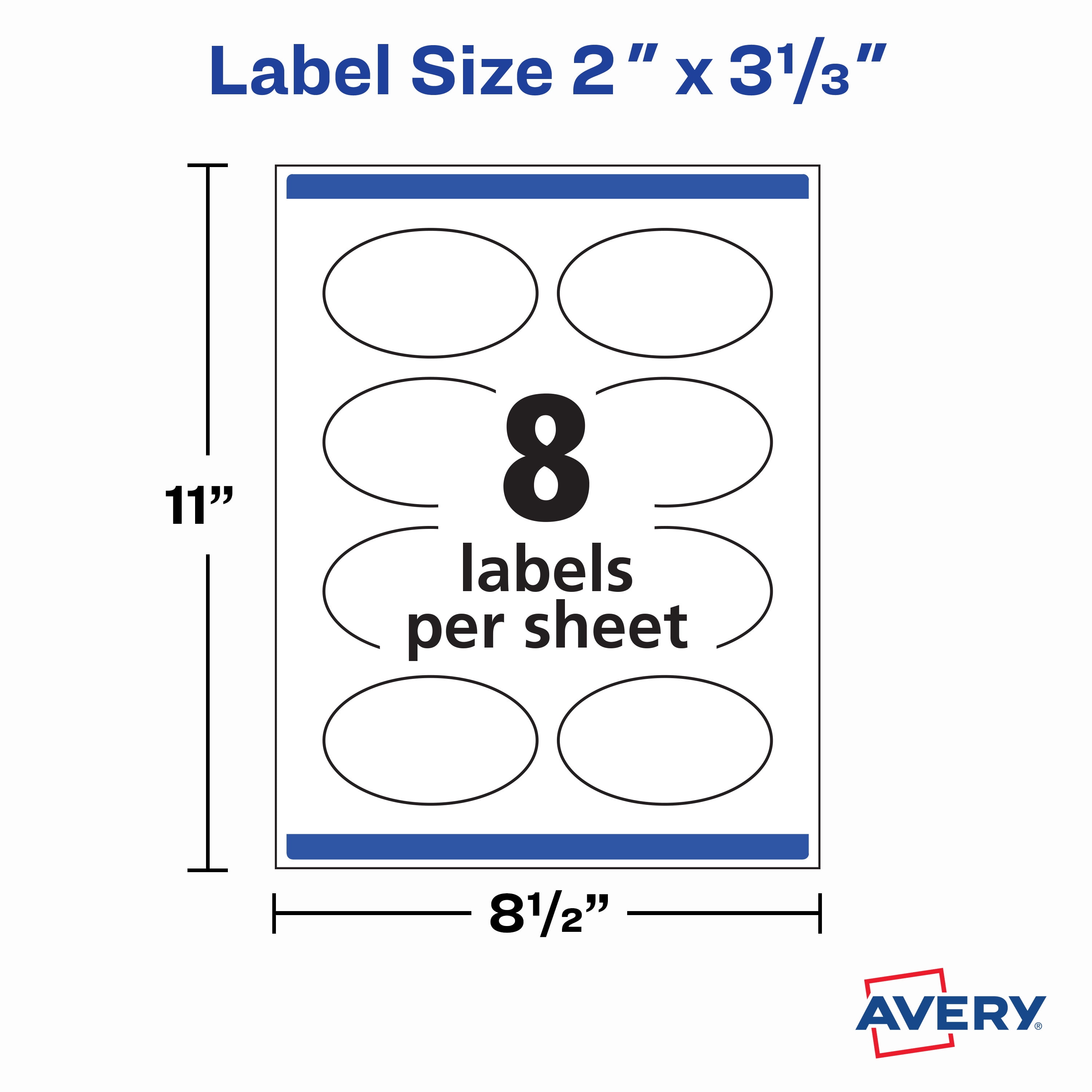Avery Printable Oval Labels, 2" x 3-1/3", White, 200 Labels (22570)