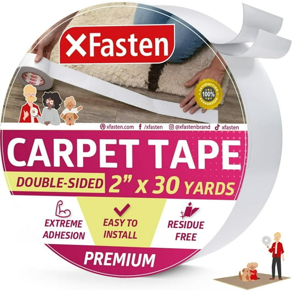 XFasten Carpet Tape, 2-inch x 30 yards Double-Sided for underlayments, hardwood and vinyl flooring