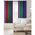thumbnail image 2 of Mexican Style Blackout Curtains for Bedroom/Living Room, Thermal Insulated Kitchen Curtains, Colorful Mexico Stripes Purple Yellow Green Grommet Darkening Window Treatment Drapes 52"x63"x2, 2 of 8