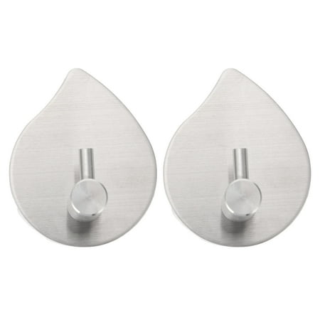 

2pcs Practical Self-adhesive Hooks Punch Free Hooks for Kitchen Bathroom (Silver)