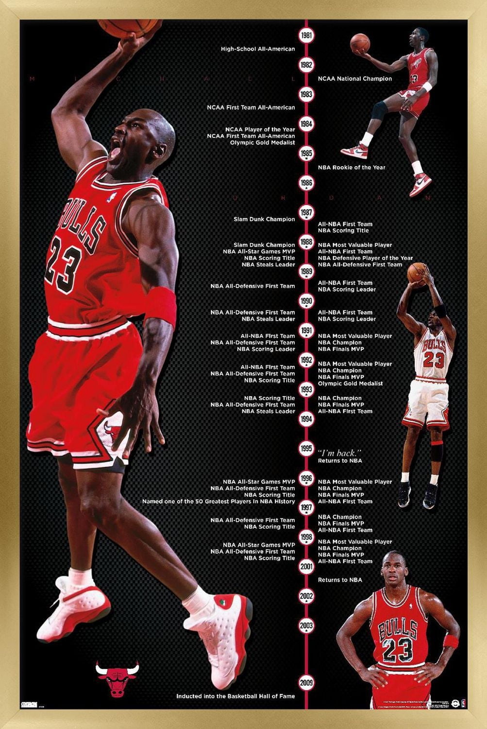 Michael Jordan - Timeline Wall Poster, 22.375" x 34" Framed