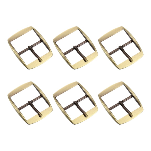 Uxcell Metal Roller Buckle, 6Pack 1.26" Single Prong Belt Buckle Square Center Bar Buckles for Leather Craft Accessories Belt, Bronze