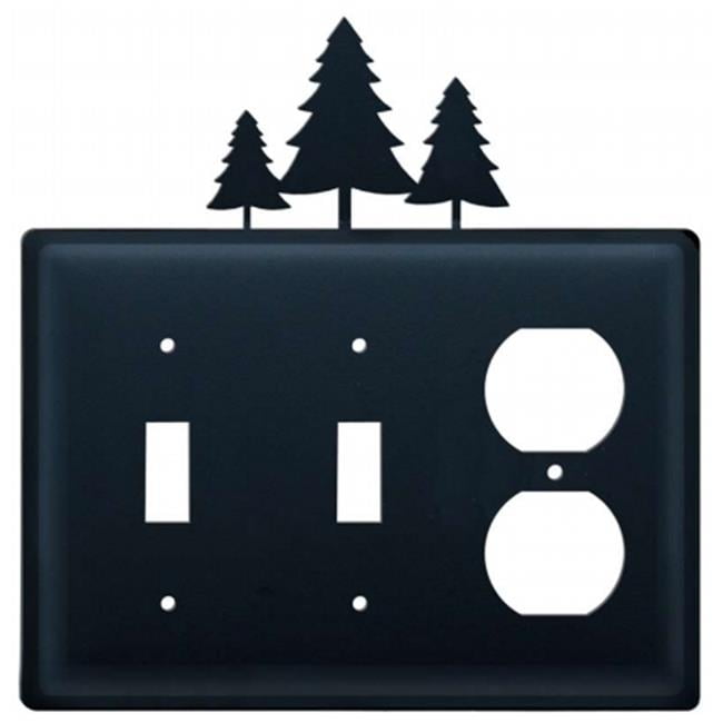 Village Wrought Iron ESSO-20 Double Switch & Single Outlet Cover - Pine Trees