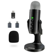 ZealSound Wireless Microphone,USB Mic for iPhone PC iPad Android Phone-Cordless Microphones with Mute Echo Monitor Volume Gain & Bluetooth BGM,2.4GHz for Podcast,ASMR,Gaming,YouTube Video/K66 Black