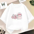 thumbnail image 3 of Camiseta de algodón con estampado de flores y corazones rosas para niñas y niños, bonita camiseta informal, regalo para niñas, ropa de verano para bebés con estampado floral, 3 of 5