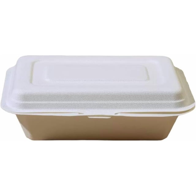 Golden Hub - Eco-Friendly Sugarcane Container Case Pack - Sustainable and Versatile Food Storage Solution (9x6x3 200pc)