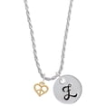 thumbnail image 1 of Delight Jewelry Goldtone Mini Heart Peace Sign Silvertone Script Initial Disc - Z - Charm Necklace, 20"+3", 1 of 4
