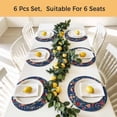 thumbnail image 5 of Navy Blue Flowers Round 13 Inch Placemats Set of 6, Spring Vintage Floral Leaves Farmhouse HeatResistant Non Slip Place Mats for Dining Table, Wipeable Braided Kitchen Table Mats for Housewarming, 5 of 9