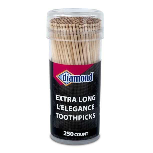 Diamond L'Elegance Extra Long Toothpicks with Resealable Container for