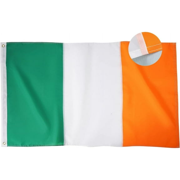 TOPFLAGS Irish Flag 4x6 Outdoor Heavy Duty Ireland Flags Sewn Stripes 4x6 Feet Vibrant Color with 2 Brass Grommets