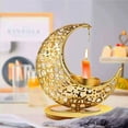 thumbnail image 4 of Desktop Ornament Golden Moon Shaped Candlestick Ornament with Moon Tea Light Candle Holder Candle Stick Holder and Reduce Stress Art Candles Holders for Eid Wedding Church Centerpiece Decor, 4 of 9