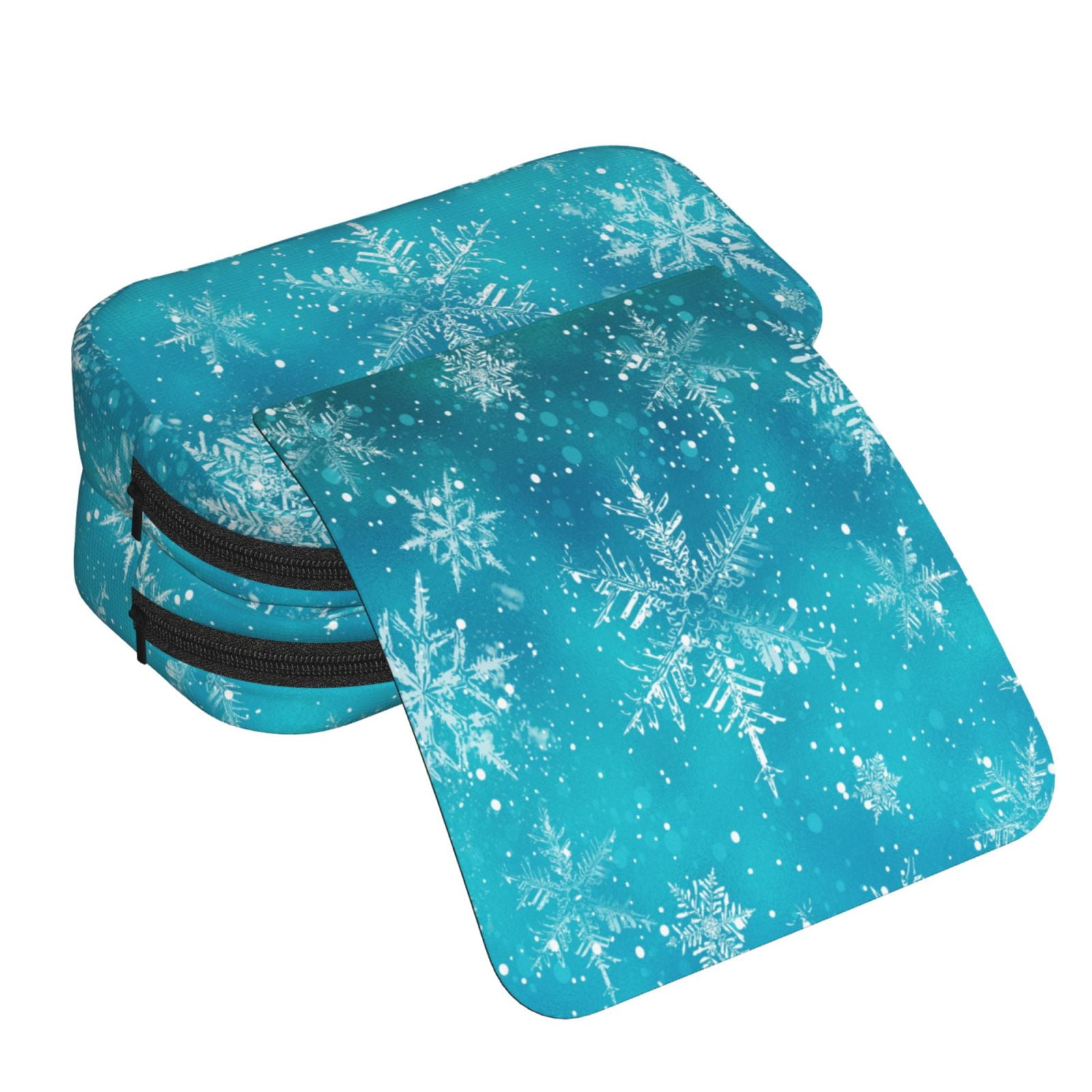 Rateoe Christmas Snow Pattern Double Clamshell Pen Case, Storage Organizer with Two Zipper Compartments– Holds Up to 50 Pencils & Pens