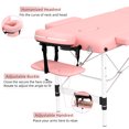 thumbnail image 5 of Westice Portable 2-Section Foldable Massage Table with Adjustable Height, Face Cradle, and Aluminum Frame - Ideal for Spa, Tattoo, Pink, 5 of 10
