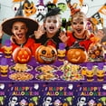 thumbnail image 6 of Halloween Supplies Disposable Paper Plates Napkins Tablecloth Banner Halloween Dinnerware Set for Halloween  Partyware Serves 24, 6 of 7