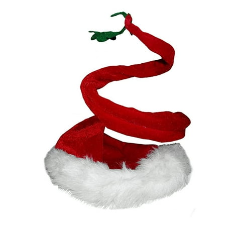 Curly Santa Hat with Mistletoe