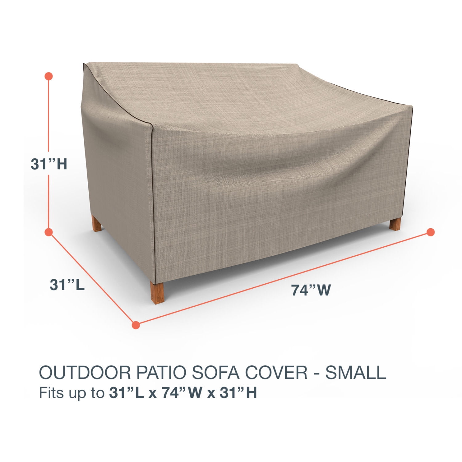 Budge 74"Wx31"L Black Ivory Patio Sofa Cover, StormBlock™ Mojave