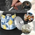 thumbnail image 4 of Yayeee Ashtray with Lid for Cigarette Smokeless Stainless Steel Home Ash Holder, Light Blue Lemon, 4 of 7