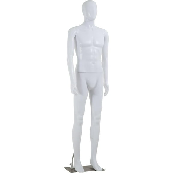 CL.HPAHKL Adjustable Dress Form Mannequin Torso with Metal Base, Male Body Mannequin Display Form Realistic Stand Manikin for Sewing, Display, and Photography, White