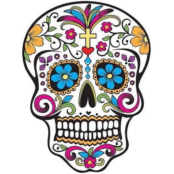 Colorful Day of the Dead Sugar Edible Icing Image Cake Topper, by Tnct.