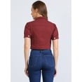 thumbnail image 4 of DARING DIVA Women's Cropped Jackets Puff Button Down Washed Denim Jean Jacket M Wine Red, 4 of 6