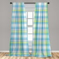 thumbnail image 3 of Ambesonne Fashion Curtains, Rectangle Square Plaid Art, Pair of 28"x95", Sky Blue Fern Green, 3 of 3