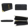 thumbnail image 2 of Pre-Owned Saint Laurent round long wallet in black and gold leather for women (h31776g), 2 of 5