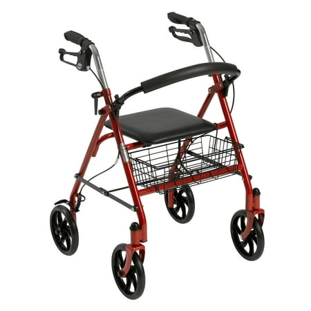 Drive Medical Four Wheel Rollator Rolling Walker with Fold Up Removable Back Support, (Best Rated Rollator Walker)