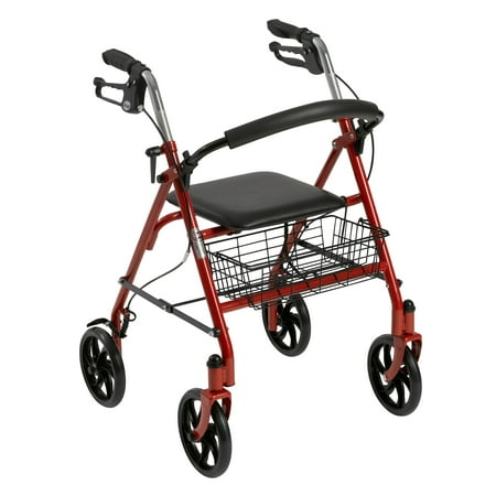 Drive Medical Four Wheel Rollator Rolling Walker with Fold Up Removable Back Support, (Best Care Medical Supplies)