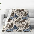 thumbnail image 3 of Horse Blanket 40" x 50" Horse Gifts for Adults Kids Fleece Flannel for Horse Animal Lovers Soft Plush Bedroom Horse Poster Decorations Decor Travel All Season Running Horse Beige Striped Background, 3 of 6