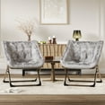 thumbnail image 5 of X-Large Saucer Chair, Comfy Oversized Folding Chair, Faux-Fur Reading Chair for Teens, Adults, Foldable Accent Lazy Chair, Metal Frame Lounge Chair for Living Room, Bedroom, Dorm, Grey, 5 of 12