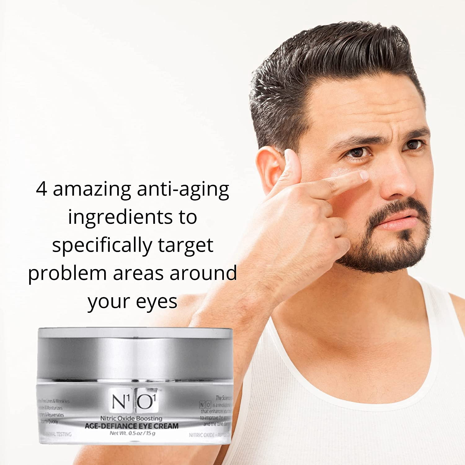 N1O1 Age Defiance Eye Cream with Nitric Oxide Hyaluronic Acid Complex Peptides Ceramides, 15ml