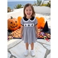 thumbnail image 4 of Cjfdfy Kids Toddler Baby Girls Halloween Dress Outfit Infant Baby Girls Summer Fall Clothes 6 12 18 24 Months 2 3 4 5 Years Doll Collar Ghost Witch Hat Bat Print Short Sleeve Striped Dress, 4 of 9