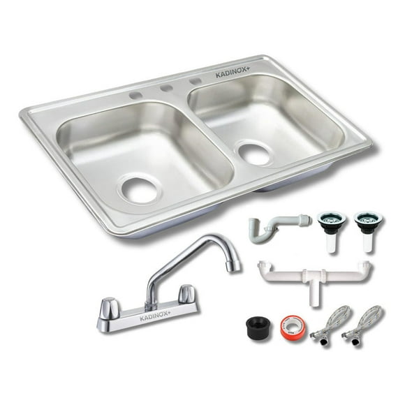 Fregadero Tarja Tina Doble Sobreponer Acero Inox 84x48 C/kit