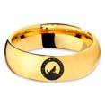 thumbnail image 2 of Tungsten Howling WolfBand Ring 7mm Men Women Comfort Fit 18k Yellow Gold Dome Polished, 2 of 4
