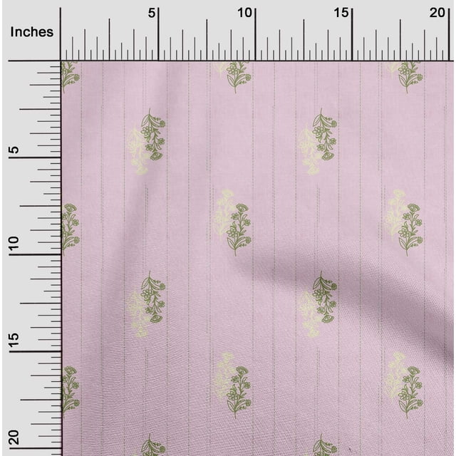 oneOone Silk Tabby Fabric Stripe & Floral Artistic Printed Craft Fabric BTY 42 Inch Wide