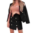 thumbnail image 2 of ZAZYULZ Women's Casual Solid Long Sleeve Suits Button Coat High Waist Pocket Short Skirt Two Piece Set(Black,Xl), 2 of 5