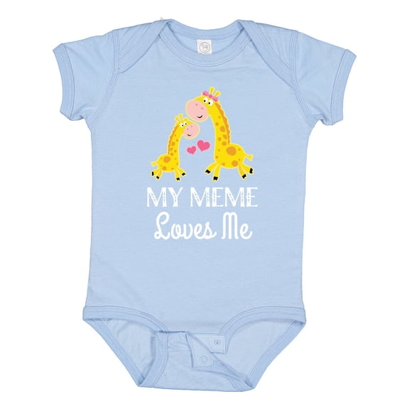 Inktastic My Meme Grandma Loves Me Giraffe Boys or Girls Baby Bodysuit