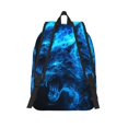 thumbnail image 2 of Lsque Ice Blue Fire Wolf Pattern Canvas Daypack, Durable Backpack, High-quality Versatile Backpack,Vintage Compact Backpack-Small, 2 of 6