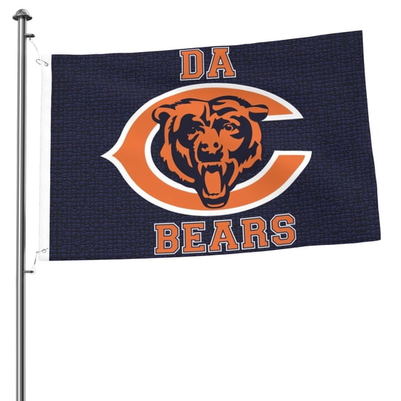 Chicago Football Team 2x3 FT Double-Sided Flag (Pole Not Included), Quick-Drying for Lawn, Balcony & Party Decor