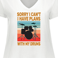 thumbnail image 4 of Inktastic Drummer Funny Retro Plans With My Drums Women's Plus Size V-Neck T-Shirt, 4 of 5