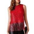 thumbnail image 2 of Laqbezok Women's Sequin Fringe Tank Top Sleeveless Round Neck Sparkly Shimmer Party Tassel Cropped Shiny Outfit, 2 of 10