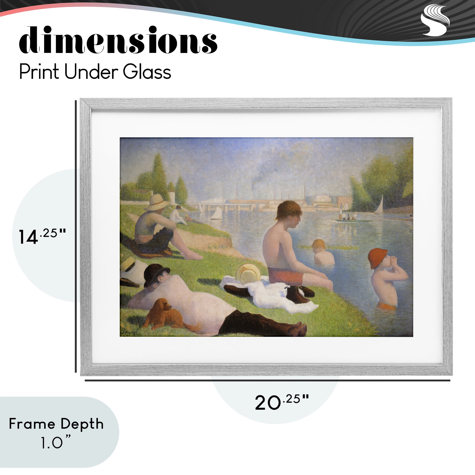 Stupell Industries Afternoon Bathers Georges Seurat Gray Framed Print Under Glass, design by Georges Seurat