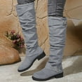 thumbnail image 2 of enyan Black Knee High Boots Winter Boots for Women Mid-Calf Fashion Casual Knee-High Flat Heel Boots Light Gray,Size 7, 2 of 7