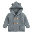 thumbnail image 3 of QUYUON Infant Baby Sweaters Cardigan Toddler Boys Girls Knitted Button up V-Neck Long Sleeve Hooded Jackets Outerwear Coats with Pockets Warm Thicken Hoodie Jacket Winter Sweater Gray 70, 3 of 7