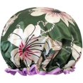 thumbnail image 1 of ORUYROP allydrew Côté Sauvage Bonnets de Douche Réutilisables Imperméables pour Femmes Cheveux Longs, Lys Verts, 1 of 4