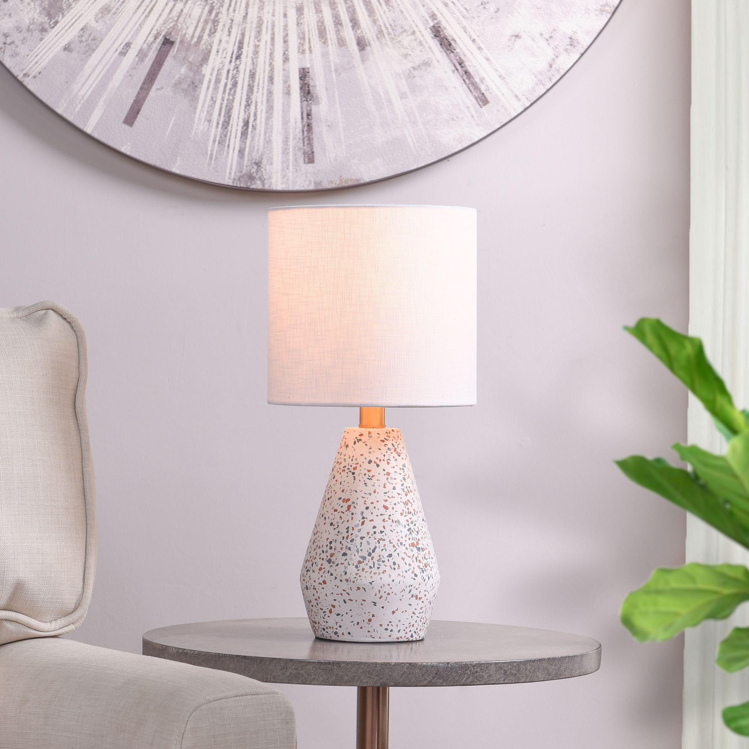 Mainstays Terrazzo Table Lamp with White Drum Shade, 8"W x 16.75"H - image 5 of 15