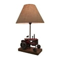 thumbnail image 1 of Red Antique Finish Vintage Farm Tractor Table Lamp w/Burlap Fabric Shade 20 In., 1 of 4