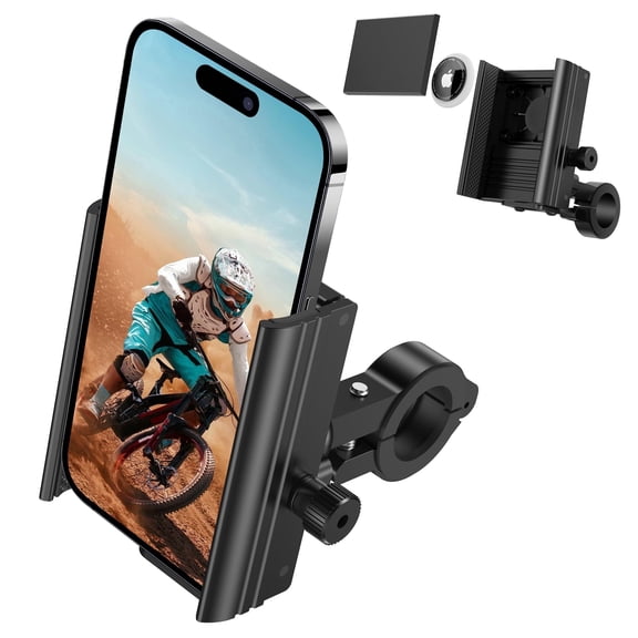 idoove Metal Bike Phone Mount with Hidden AirTag Slot, Anti-Theft Bicycle Handlebar Holder